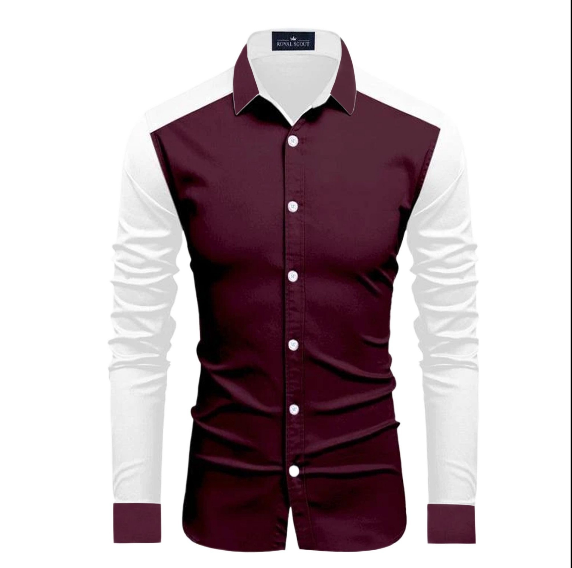 Picture of Maroon Cotton Full Sleeve Shirt For Men | Maroon shirt for men new 2024 brand stylish