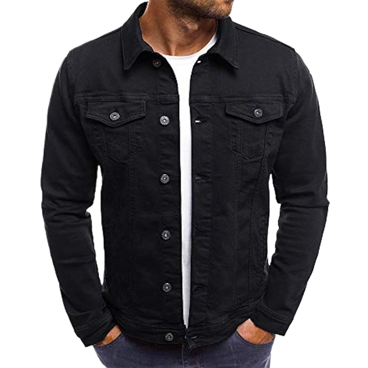 Picture of Denim jacket for men stylish | Denim jacket for men black | Denim jacket for men black couler | Jacket for men denim black - winter collection for men denim jaket