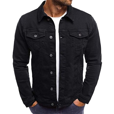 Picture of Denim jacket for men stylish | Denim jacket for men black | Denim jacket for men black couler | Jacket for men denim black - winter collection for men denim jaket