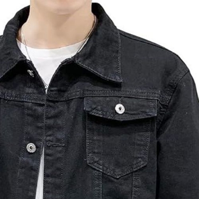 Picture of Denim jacket for men stylish | Denim jacket for men black | Denim jacket for men black couler | Jacket for men denim black - winter collection for men denim jaket
