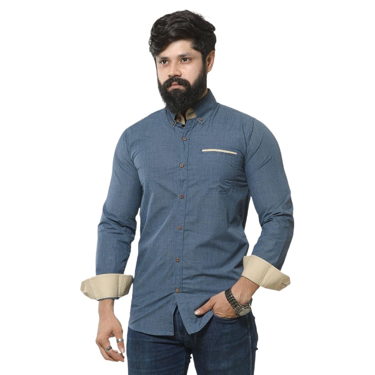 Picture of Blue shirt for men new 2023 brand | Formal shirt for men blue | Blue shirt for men cotton | Shirt for men new collection 2023
