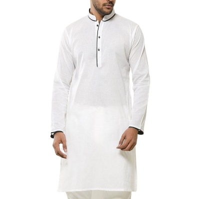 Picture of Stylish white panjabi for men cotton | White panjabi for men low price | white panjabi for men new collection 2023