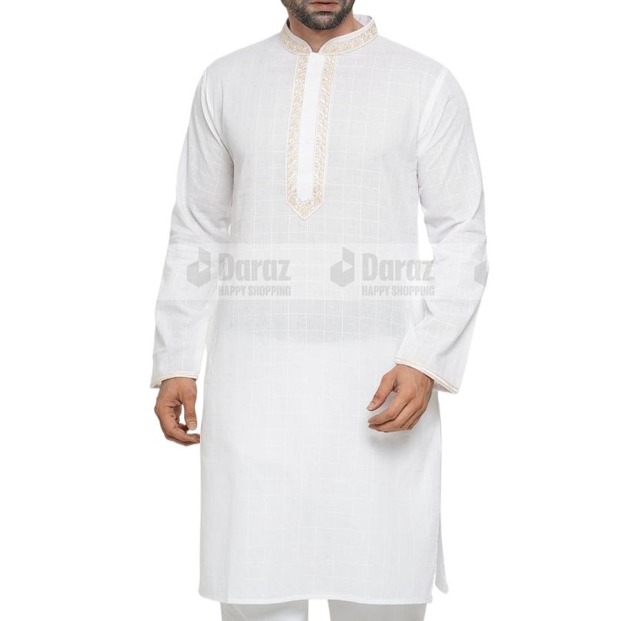 Picture of Low price white panjabi for men cotton  | White panjabi for men stylish 2024 | White panjabi for men new collection 2024
