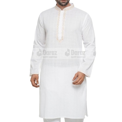 Picture of Low price white panjabi for men cotton  | White panjabi for men stylish 2024 | White panjabi for men new collection 2024