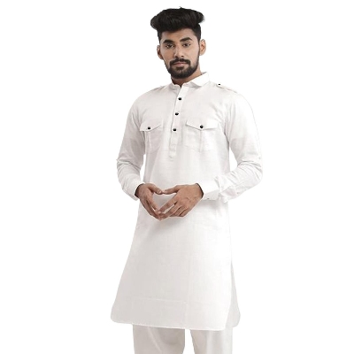 Picture of White kabli panjabi men brand | Kabli Panjabi for men white and black | High quality panjabi for men new collection 2024 stylist |