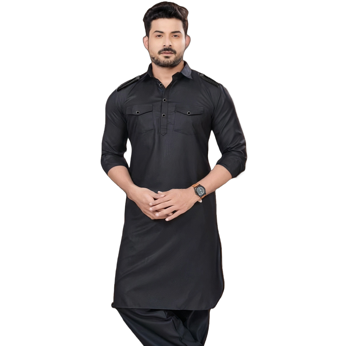 Picture of White kabli panjabi men brand | Kabli Panjabi for men white and black | High quality panjabi for men new collection 2024 stylist |