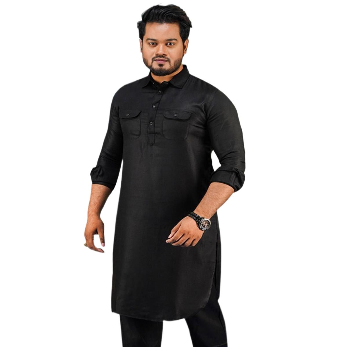 Picture of Kabli panjabi for men new collection 2024 | Black kabli panjabi for men | Black panjabi for boys new collection 2024 | Linen panjabi for men