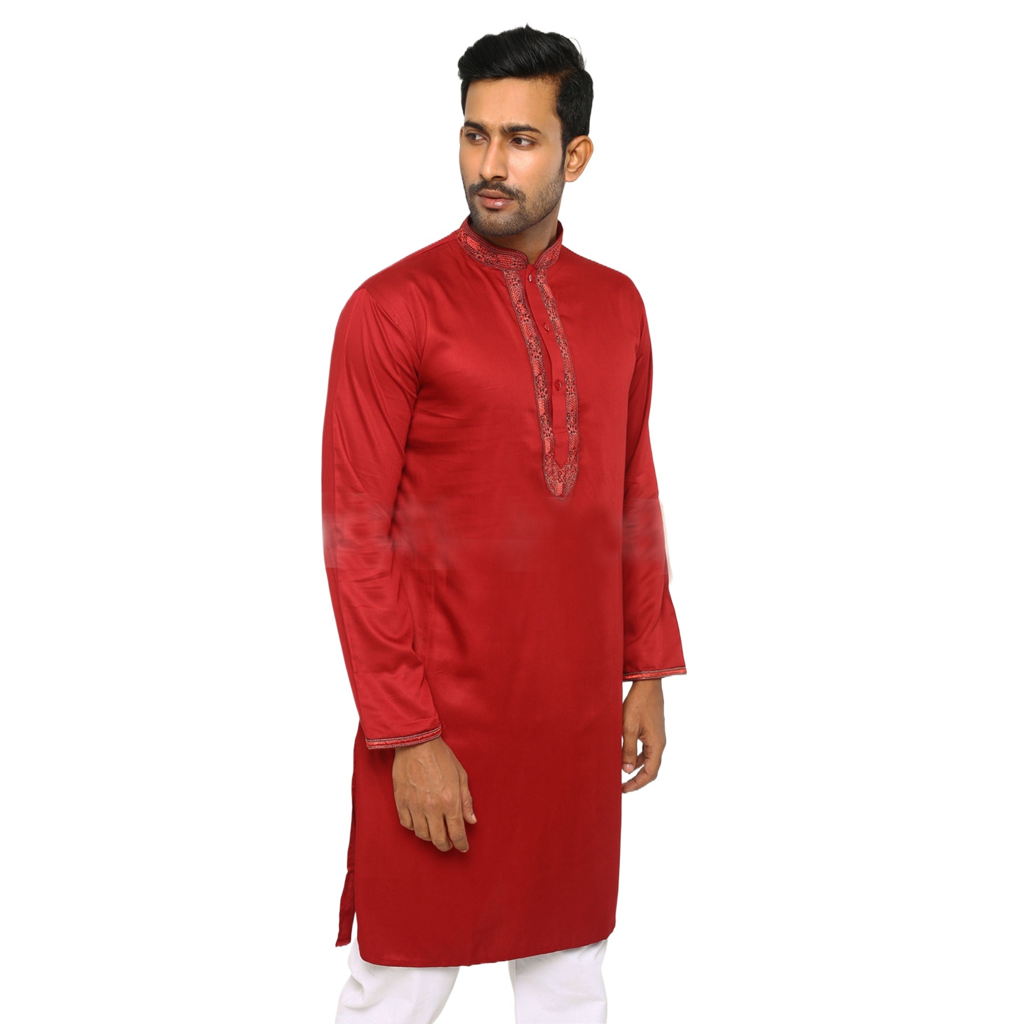 Picture of Red colour panjabi for men new collection 2024 | Cotton panjabi for men stylish | Mens panjabi red | High quality soft cotton panjabi at low price
