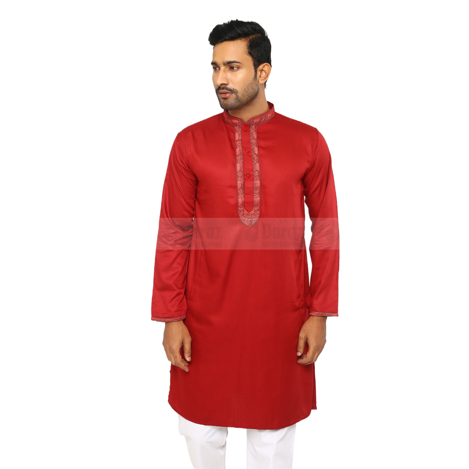 Picture of Red colour panjabi for men new collection 2024 | Cotton panjabi for men stylish | Mens panjabi red | High quality soft cotton panjabi at low price