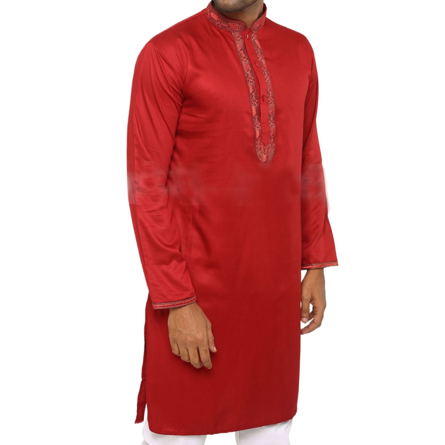 Picture of Red colour panjabi for men new collection 2024 | Cotton panjabi for men stylish | Mens panjabi red | High quality soft cotton panjabi at low price