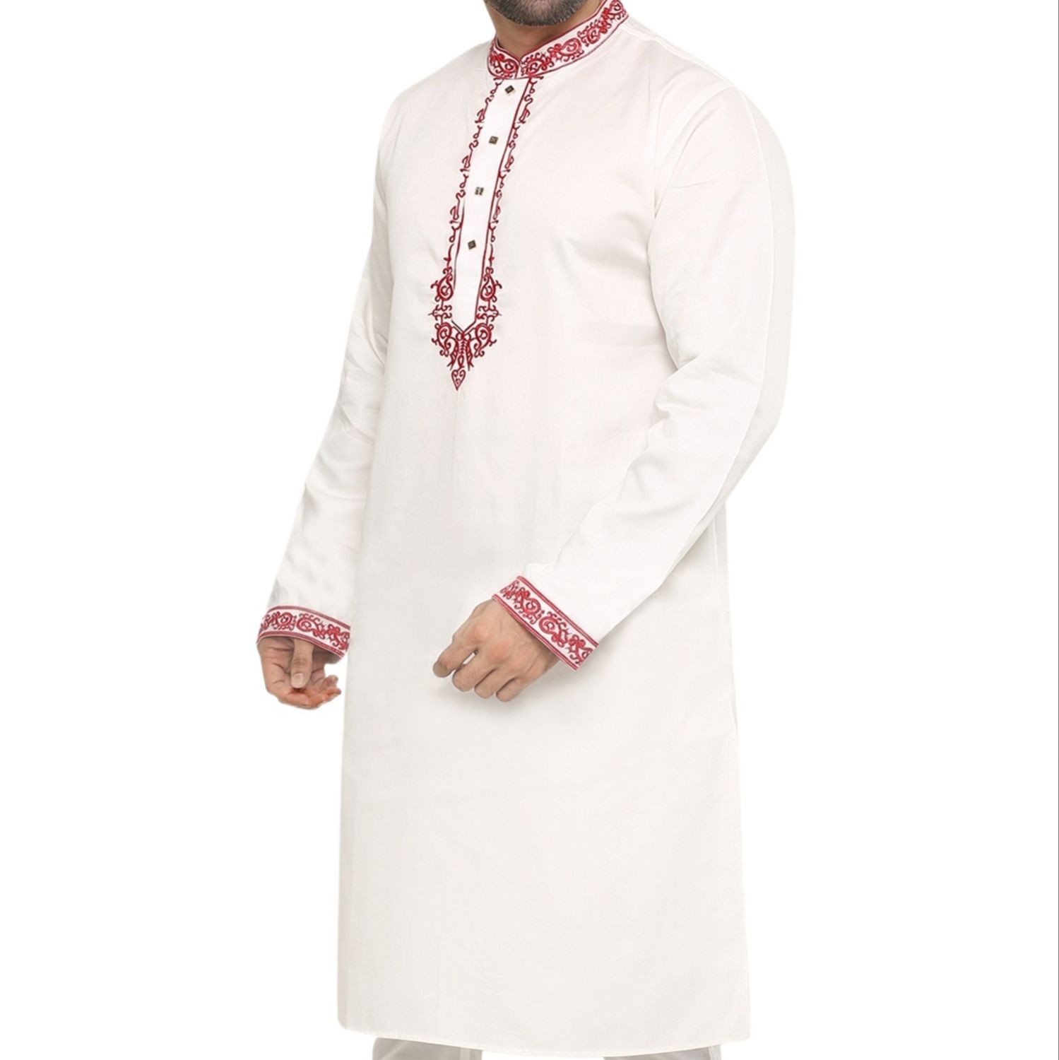 Picture of White cotton panjabi for men stylish 2024 | Panjabi for men low price | Eid panjabi new collection 2024