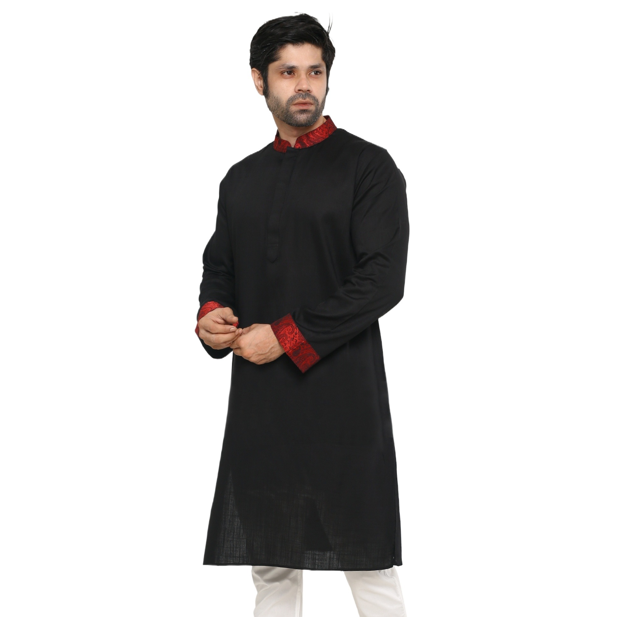 Picture of Black panjabi collection for men 2024 | Cotton panjabi for men black | High quality panjabi for men eid