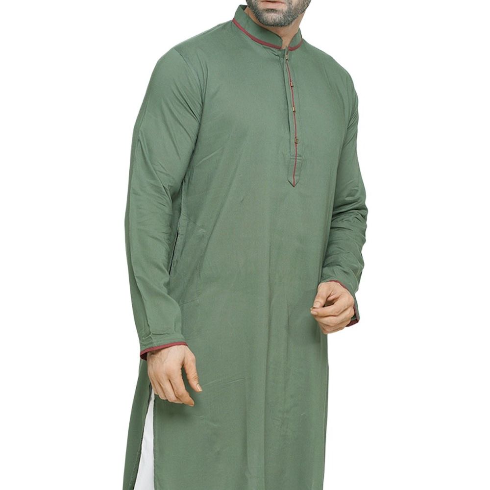 Picture of Olive color Panjabi for men | Low price panjabi for men new collection 2024 eid | Mens panjabi cotton