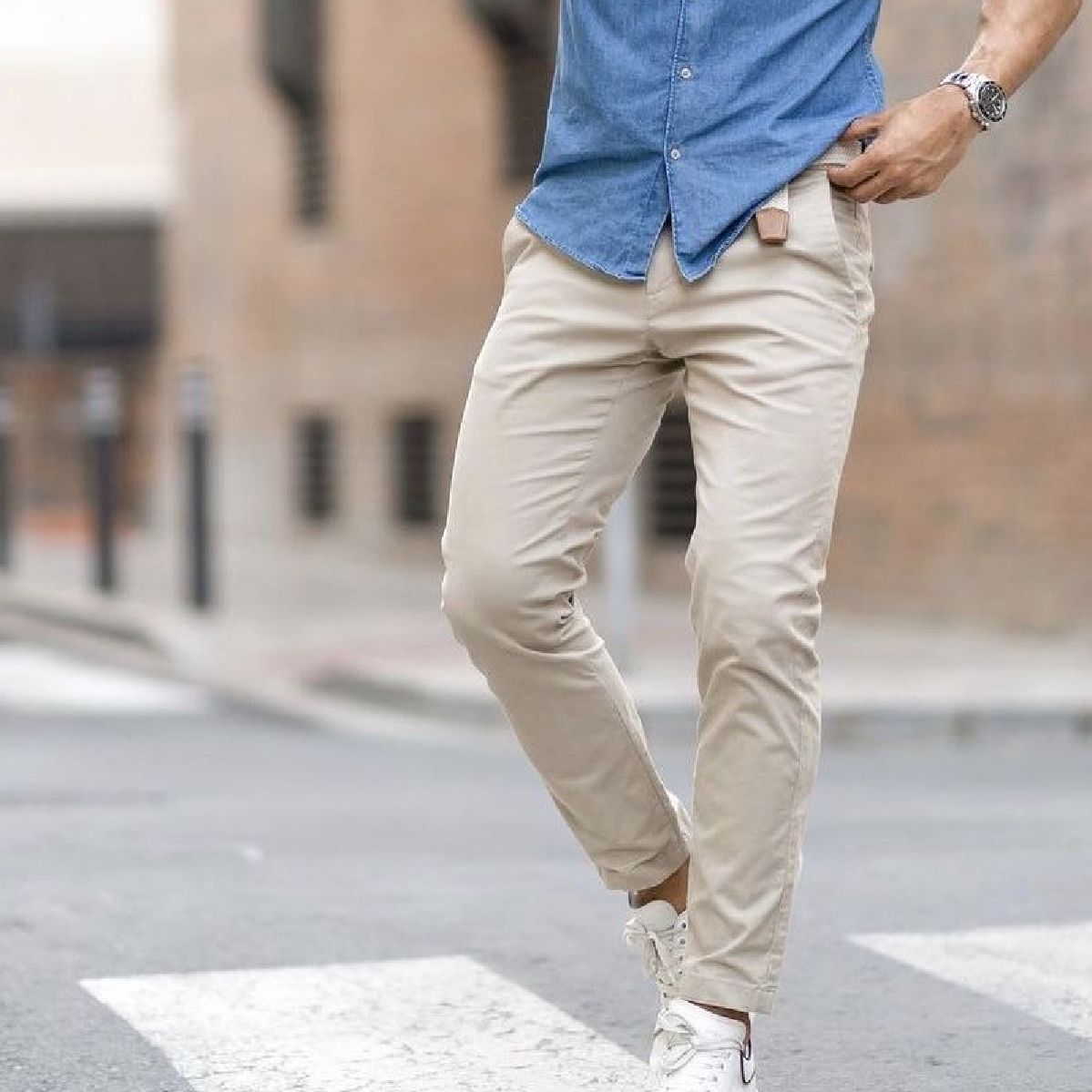 Picture of Jeans pant for men stylish 2024 new | off white jeans pant for men | Cream pant for men high quality