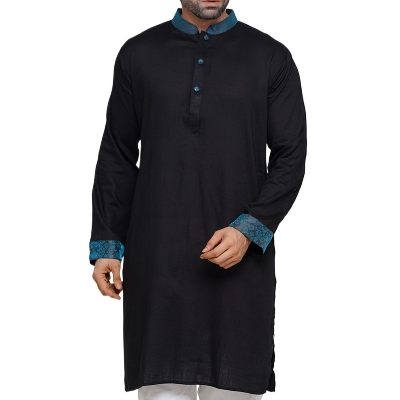 Picture of Black panjabi for men stylish | Black panjabi for men new collection 2024 |  Black panjabi for men stylish high quality | Cotton panjabi for men low price