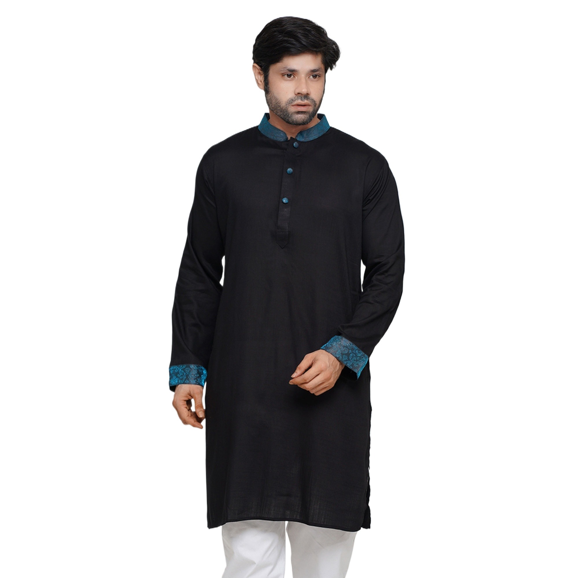 Picture of Black panjabi for men stylish | Black panjabi for men new collection 2024 |  Black panjabi for men stylish high quality | Cotton panjabi for men low price