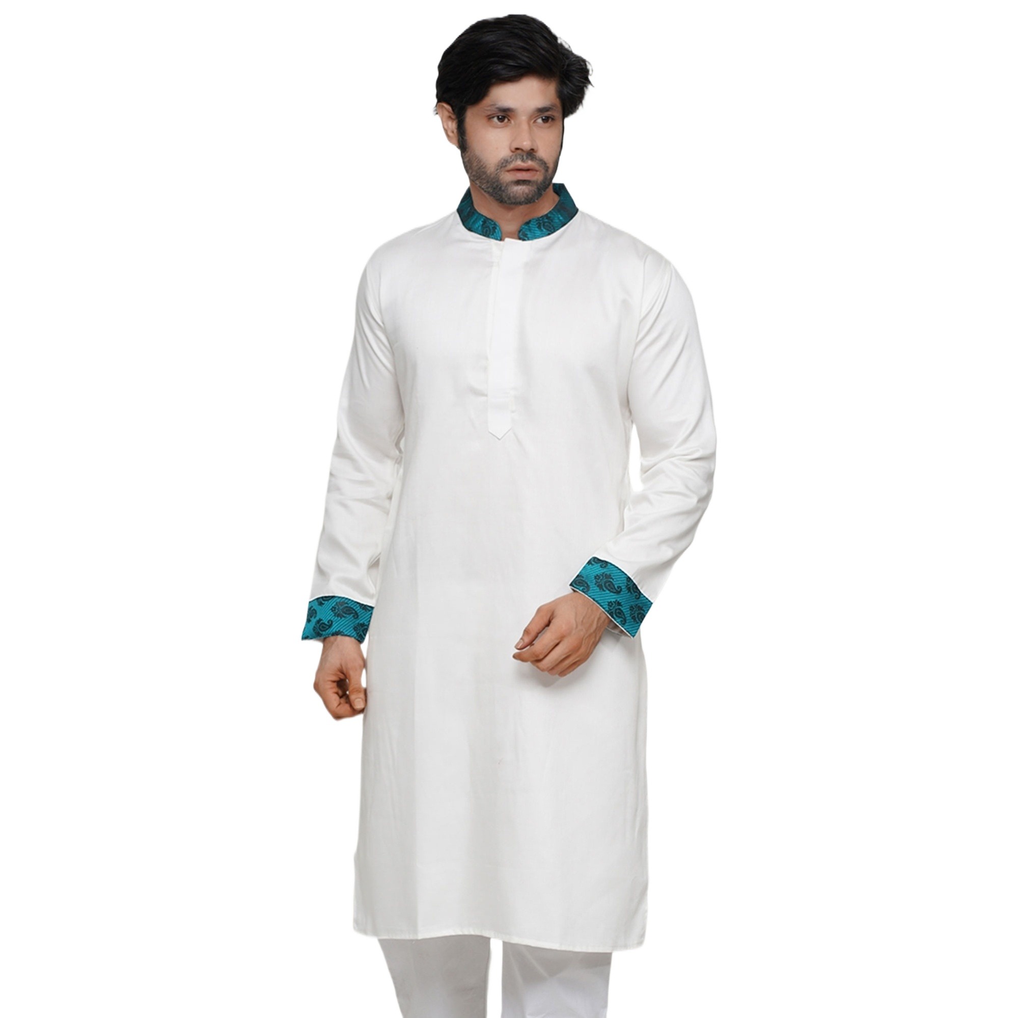 Picture of White panjabi for men new collection 2024 eid | Cotton panjabi for men white | Winter panjabi for men