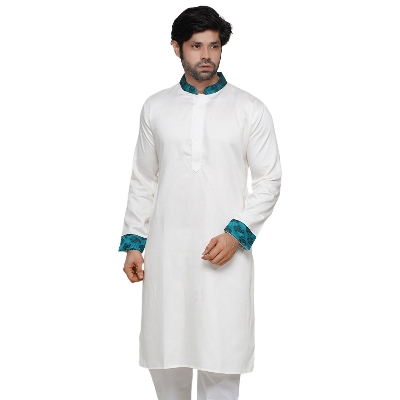 Picture of White panjabi for men new collection 2024 eid | Cotton panjabi for men white | Winter panjabi for men