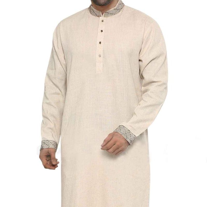 Picture of Khadi Panjabi For Men New Collection 2024 | Indian panjabi or men off white