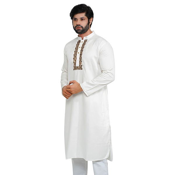 Picture of White panjabi for men new collection 2024 | Panjabi for men white