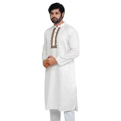 Picture of White panjabi for men new collection 2024 | Panjabi for men white