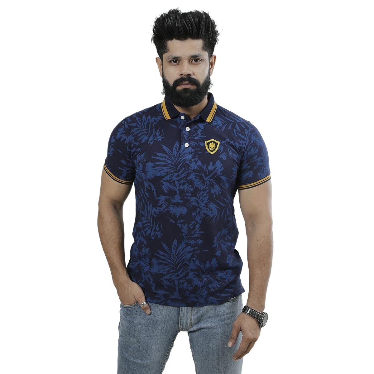 Picture of Polo shirt for men new 2024 brand | Polo shirt for men easy brand high quality | Printed polo t shirt for men | Blue polo t shirt for men