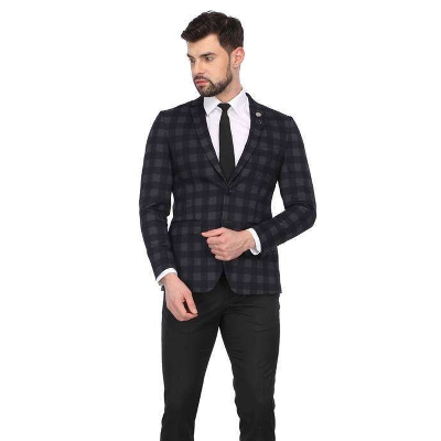 Picture of Elegant Black Check Blazer for Men - Stylish and Perfect for Formal or Casual Occasions | Men's Black Check Blazer - Premium Quality, Modern Fit, and Timeless Design | Buy Black Check Blazer for Men Online - Sophisticated Style, Ideal for Any Event