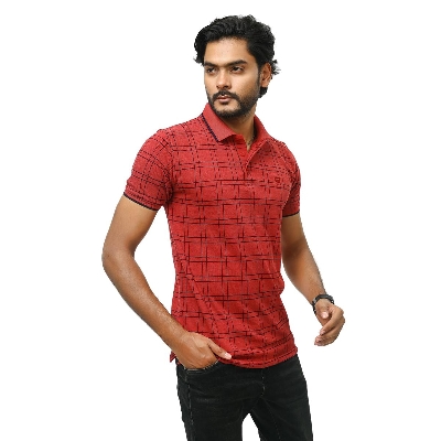 Picture of Red and black colour polo t shirt for men | Premium polo t shirt for men new 2024 brand