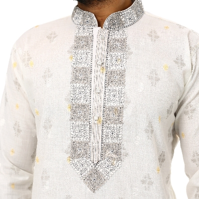 Picture of Premium white panjabi for men new collection 2023 eid | Exclusive panjabi for men high quality price | Stylish indian panjabi for men