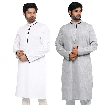 Picture of Buy Stylish Light Color Soft Cotton Panjabi for Men - Perfect for Eid & Casual Wear | Premium Quality Light-Colored Soft Cotton Panjabis for Men - Comfortable & Trendy | Light Color Men’s Panjabi in Soft Cotton - Best Deals for Festivals & Daily Wear