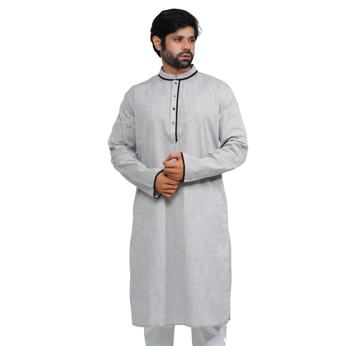 Picture of Buy Stylish Light Color Soft Cotton Panjabi for Men - Perfect for Eid & Casual Wear | Premium Quality Light-Colored Soft Cotton Panjabis for Men - Comfortable & Trendy | Light Color Men’s Panjabi in Soft Cotton - Best Deals for Festivals & Daily Wear