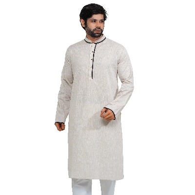 Picture of Buy Stylish Light Color Soft Cotton Panjabi for Men - Perfect for Eid & Casual Wear | Premium Quality Light-Colored Soft Cotton Panjabis for Men - Comfortable & Trendy | Light Color Men’s Panjabi in Soft Cotton - Best Deals for Festivals & Daily Wear