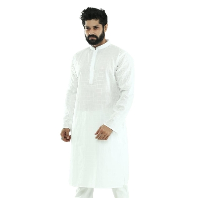 Picture of Pure white panjabi for men new collection 2025 eid | Indian cotton panjabi for men | Indian chicken fabrics panjabi collection