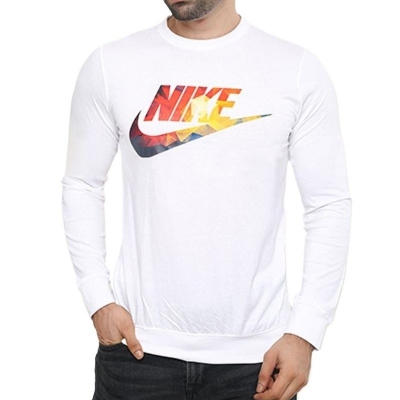 Picture of Cotton tshirt for men white color | Printed tshirt for men new collection 2024 | Full sleeve tshirt for men white