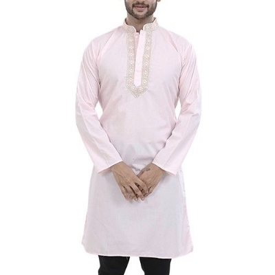 Picture of Embroidery panjabi for men pink color | Cotton panjabi for men pink | High quality panjabi new collection for men 2023 brand