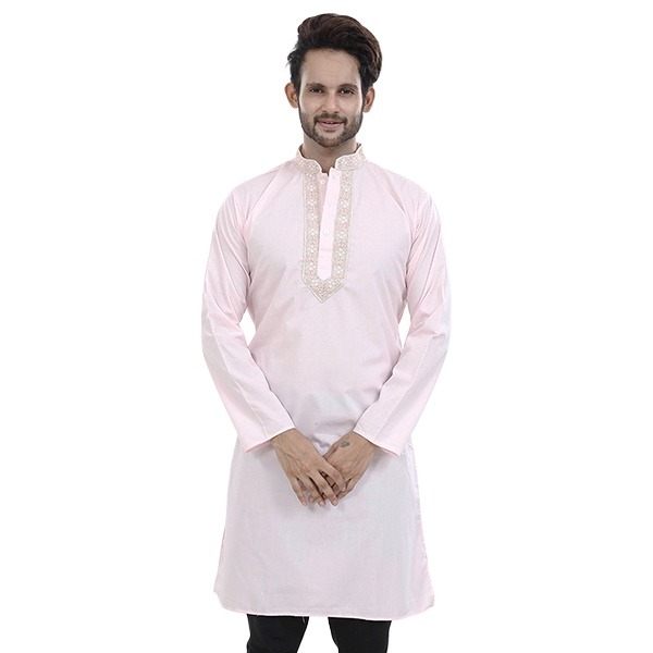 Picture of Embroidery panjabi for men pink color | Cotton panjabi for men pink | High quality panjabi new collection for men 2023 brand