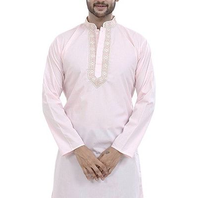 Picture of Embroidery panjabi for men pink color | Cotton panjabi for men pink | High quality panjabi new collection for men 2023 brand