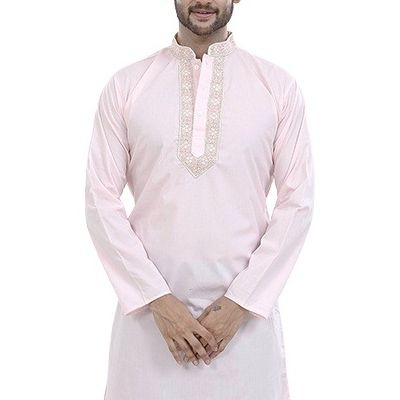 Picture of Embroidery panjabi for men pink color | Cotton panjabi for men pink | High quality panjabi new collection for men 2023 brand