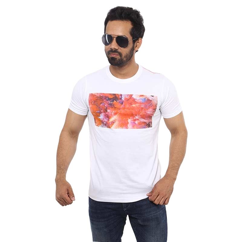 Picture of Nebula printed tshirt for men | Cotton tshirt for men new collection 2024 stylist | Export quality tshirt for men white