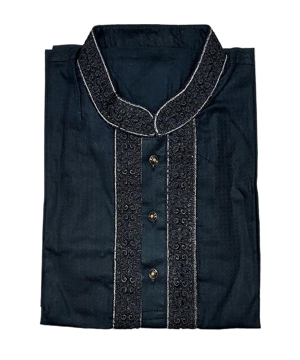 Picture of Trendsetter -Full black panjabi for men new collection 2023 | cotton panjabi for men black | Black embroidery style panjabi for men- Inventive Choice