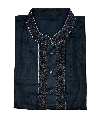 Picture of Trendsetter -Full black panjabi for men new collection 2023 | cotton panjabi for men black | Black embroidery style panjabi for men- Inventive Choice