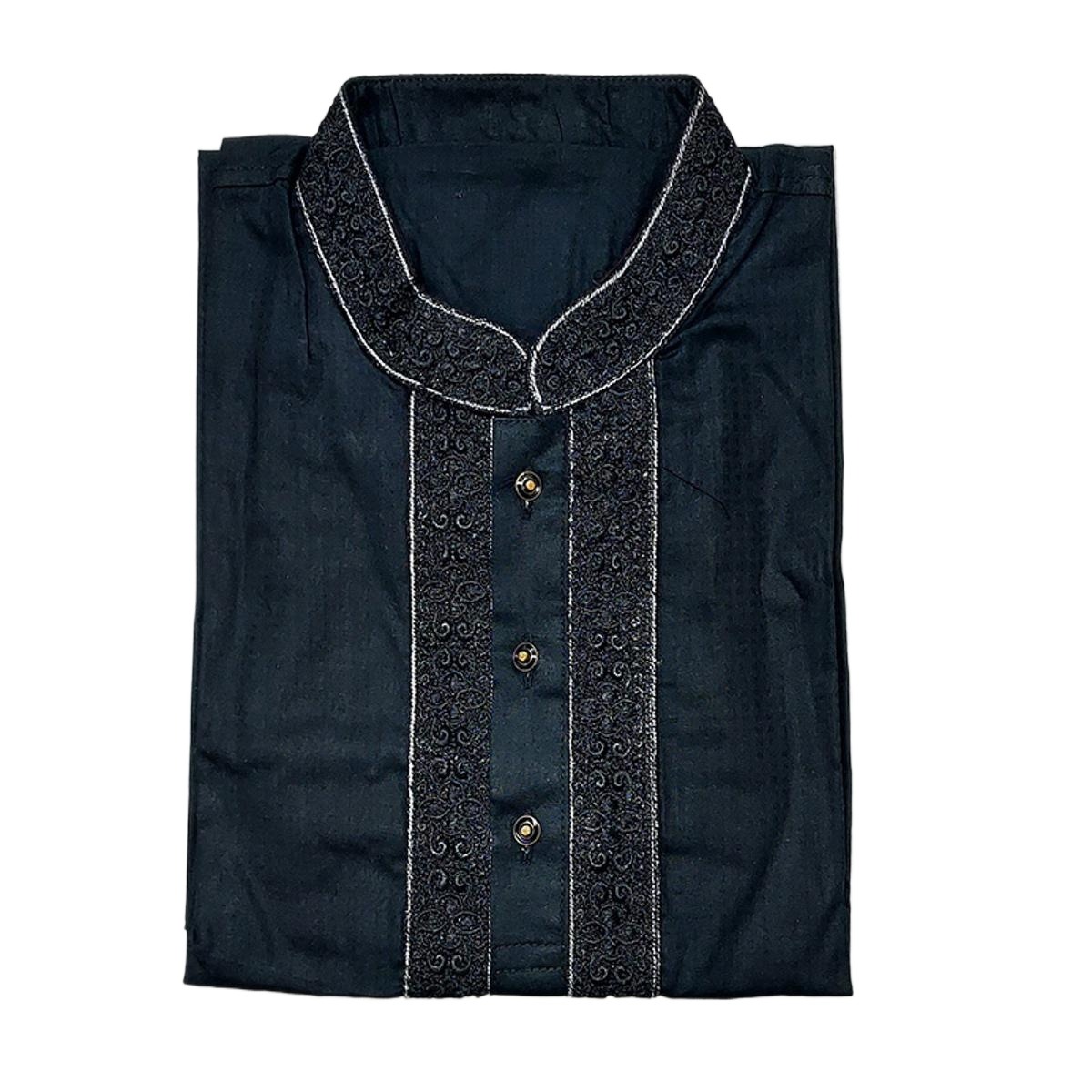 Picture of Trendsetter -Full black panjabi for men new collection 2023 | cotton panjabi for men black | Black embroidery style panjabi for men- Inventive Choice