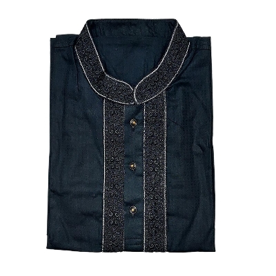 Picture of Trendsetter -Full black panjabi for men new collection 2023 | cotton panjabi for men black | Black embroidery style panjabi for men- Inventive Choice