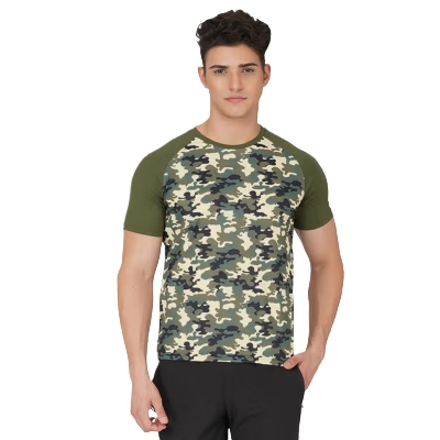 Picture of Printed tshirt for men new collection 2024 | Export quality tshirt for men olive | Olive tshirt for men