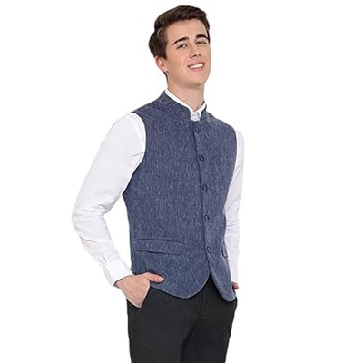 Picture of Blue Koti for men print brand | Nehru jacket for men | Waist coat and vest for men blue