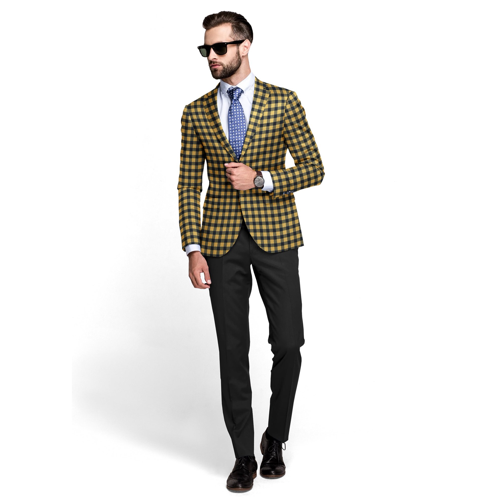 Picture of Blazer for men black check | Check black blazer for men brand | blazer for men stylish