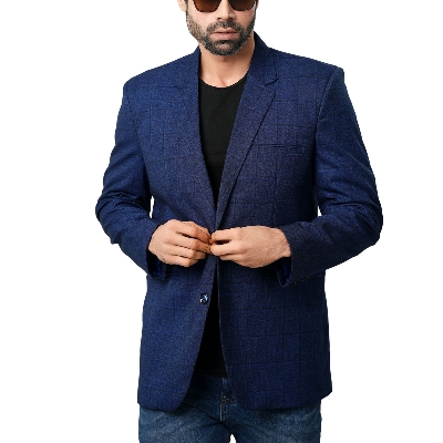 Picture of Blazer for men blue check | Check blue blazer for men brand | Blazer for men stylish