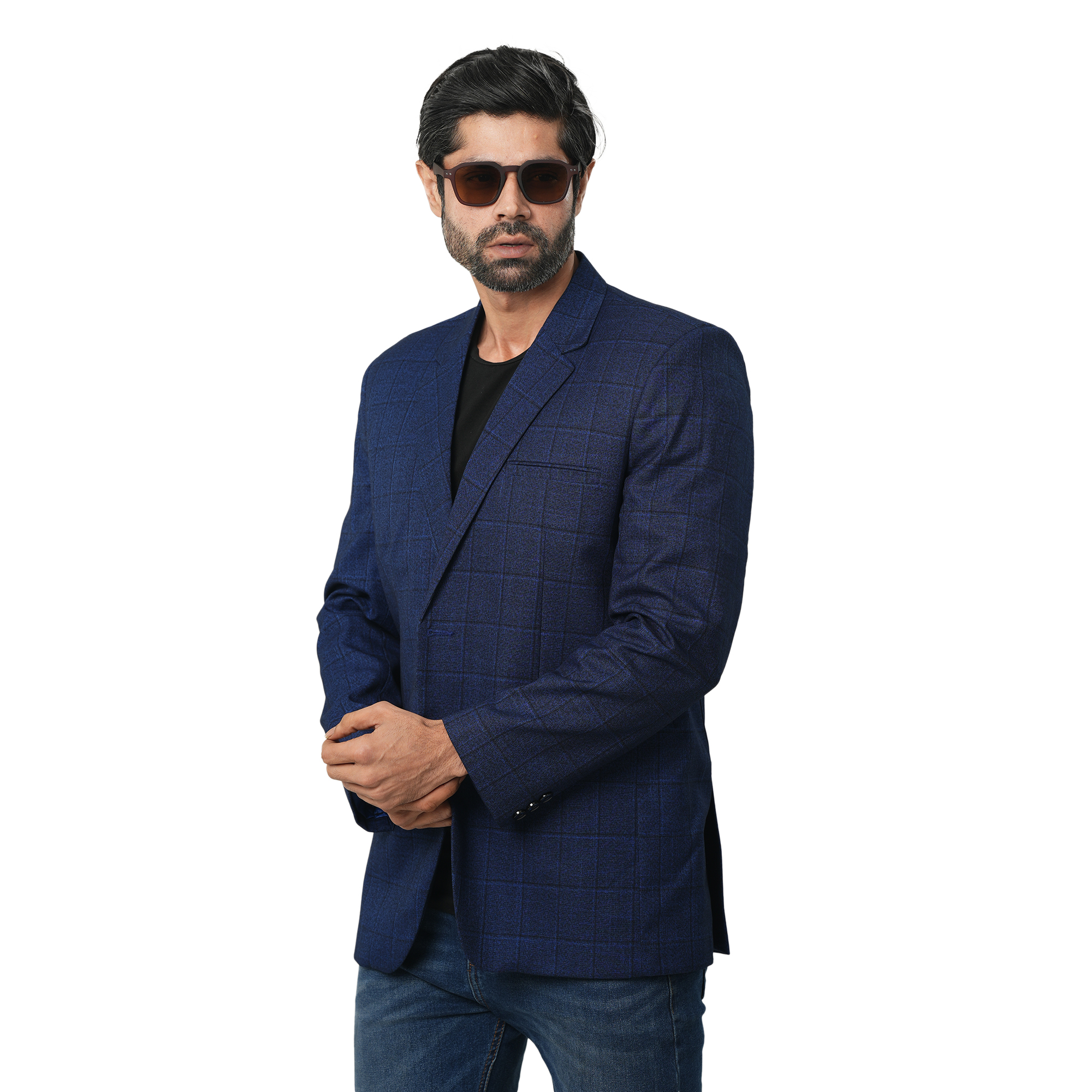 Picture of Blazer for men blue check | Check blue blazer for men brand | Blazer for men stylish