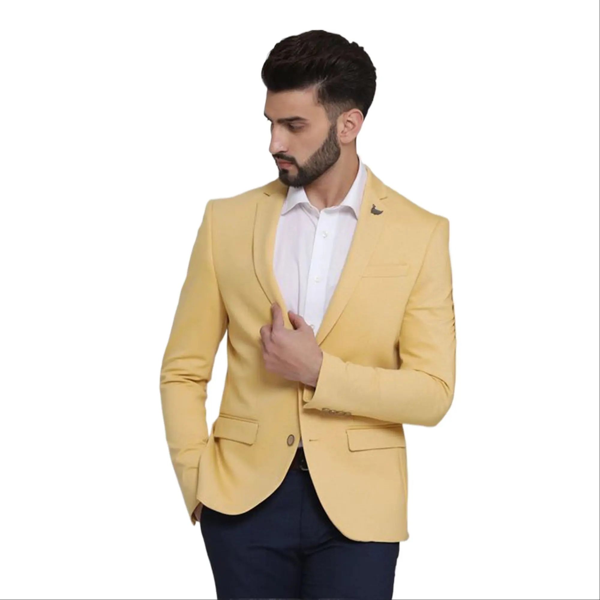 Picture of Big size blazer for men yellow | Orange yellow blazer for men brand | Orange yellow color blazer for men stylish