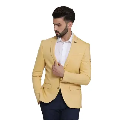 Picture of Big size blazer for men yellow | Orange yellow blazer for men brand | Orange yellow color blazer for men stylish
